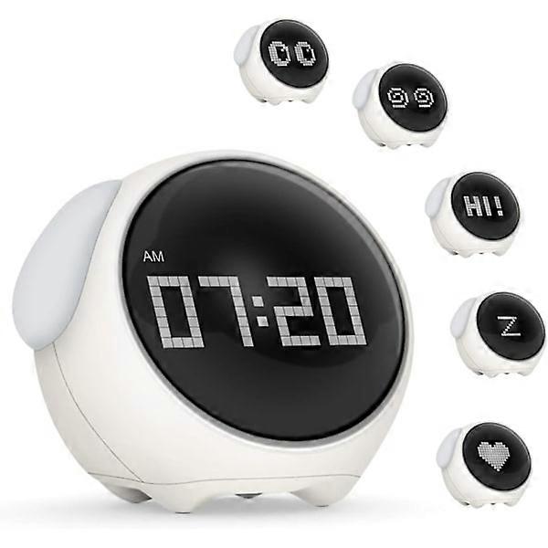 Kids Alarm Clock, Automatic Time/Temperature Display, USB Rechargeable, Alarm Clock with Night Light