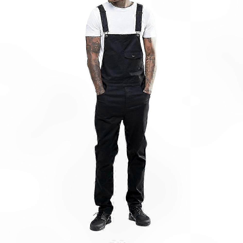 Slim Fit Denim Jumpsuit for Men Casual Bib Overalls Dungarees Romper