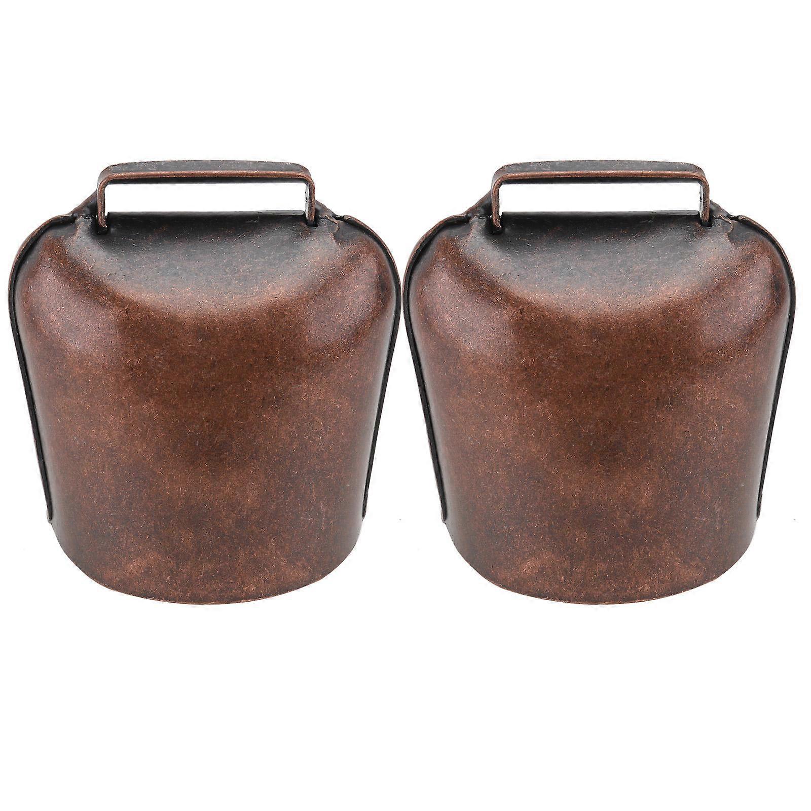 Dark Brown Iron Small Bell for Hanging Decoration on Sheep Horse Cow with Crisp Sound 2 Pcs