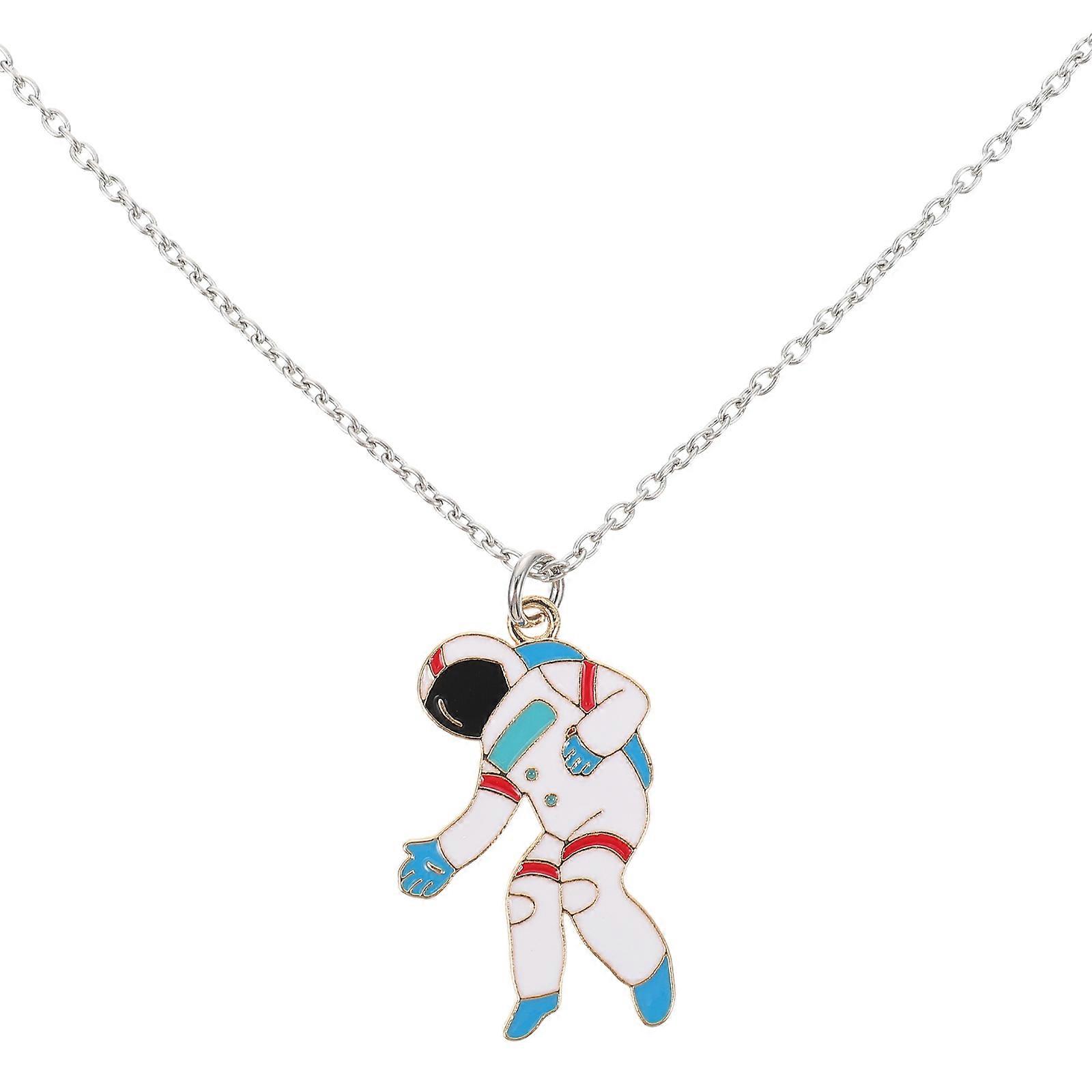 Simple Spaceman Charm Necklace in Assorted Colors for Neck Decor with Safe Alloy Material