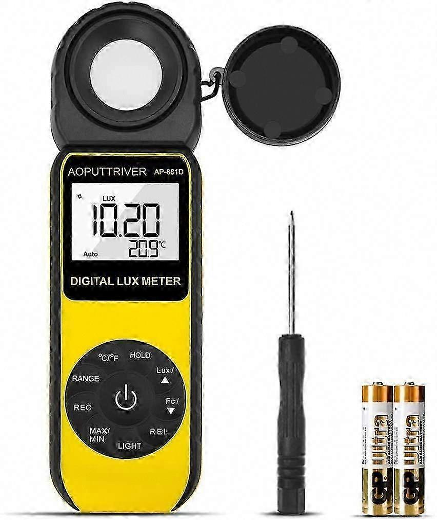 Digital Lux Meter 400,000 Lux Range, Portable Light Meter with Ambient Temperature, ISO ROHS GMC Approved