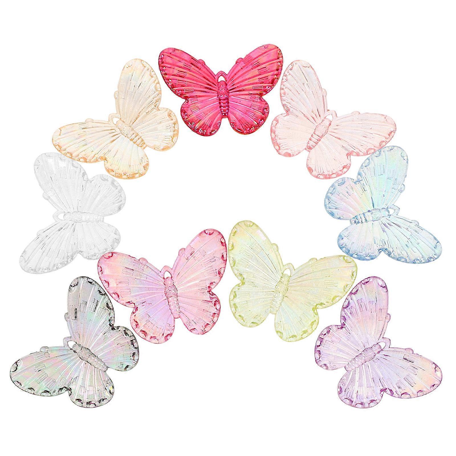 Mini Butterfly 50Pcs Assorted Color Plastic DIY Butterfly Charm Decorative Phone Case Material