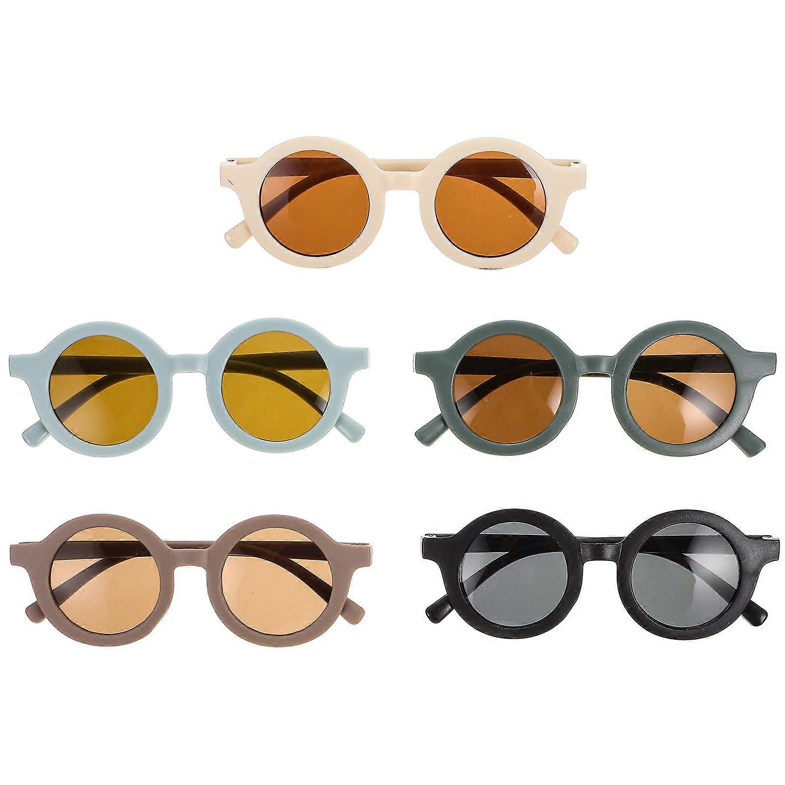5 Pairs Kids Eyeglasses Colorful Props For Children's Day Compact Size Round Frame Party Props