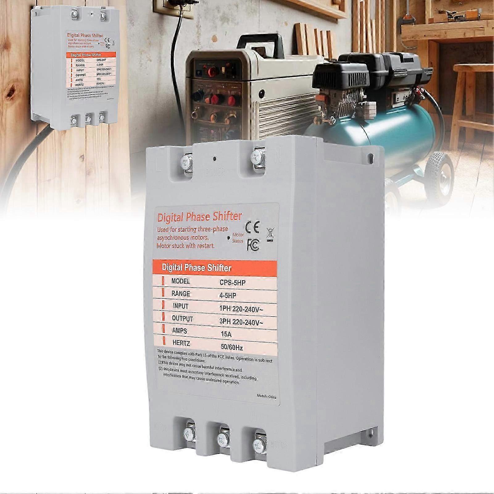 Digitale enkelvoudig naar 3-fase converter - 4 tot 5 pk (2,2 tot 3,7 kW) voor 220-240VAC - Hoog rendement fase-omzetter