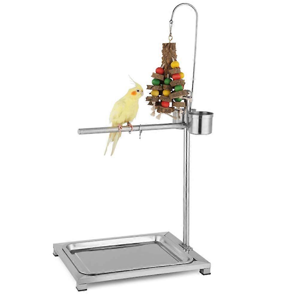 Parrot Perch Stand with Two Bowls for Medium/Large Parrots (Large)