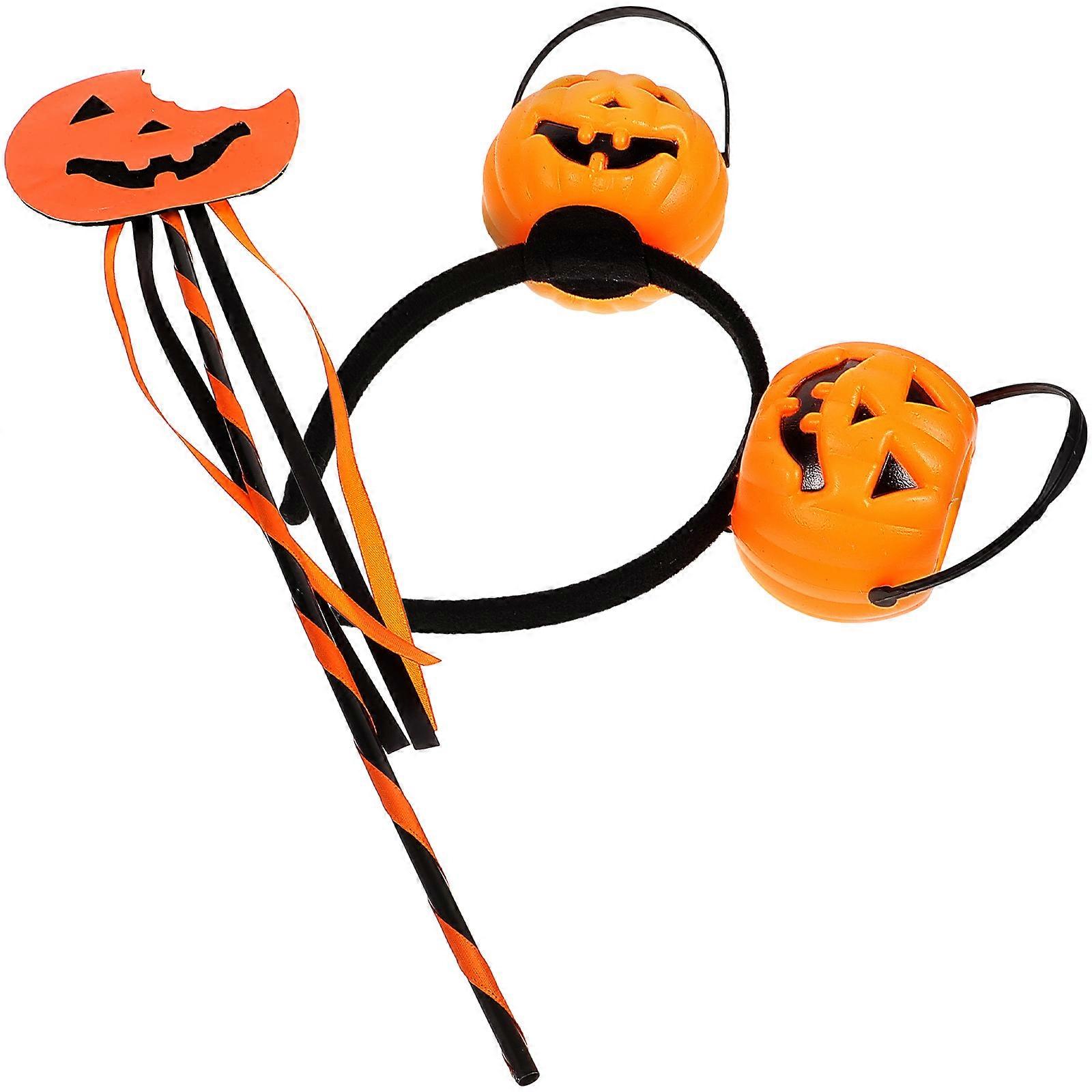 Party Accessories with Halloween Pumpkin Headband and Wand for Festive Occasions