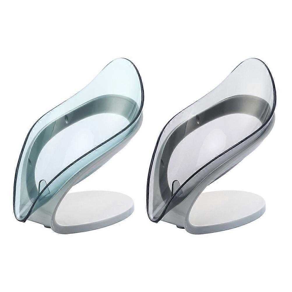 Creative Leaf Shape Soap Dish with Natural Drainage Design for Bathroom Storage Assorted Color 2Pcs