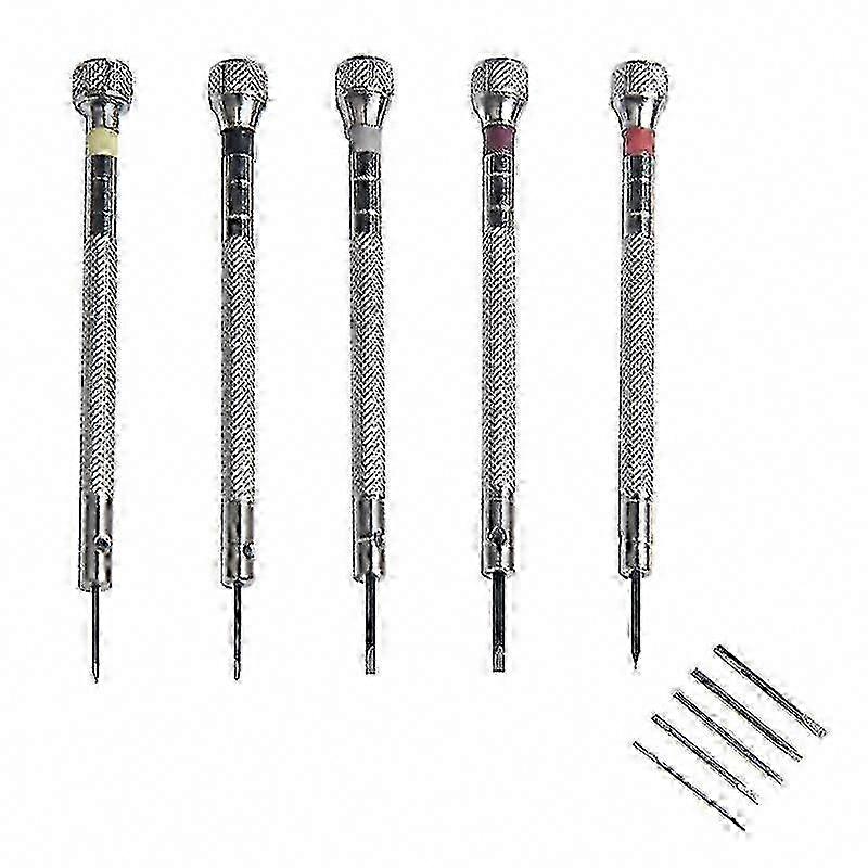5-Piece Watchmaker Jewelers Screwdriver Set with 5 Replaceable Tips