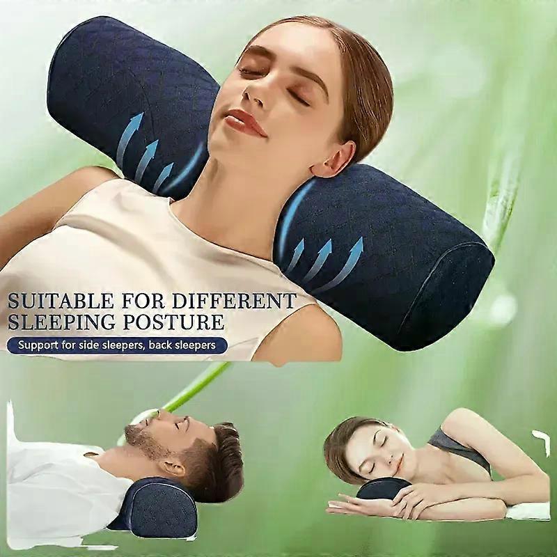 1pc Memory Foam Pillow Neck & Cervical Pillow , Ergonomic Orthopedic Neck Support Pillow Suitable for Side, Travel Pillow
