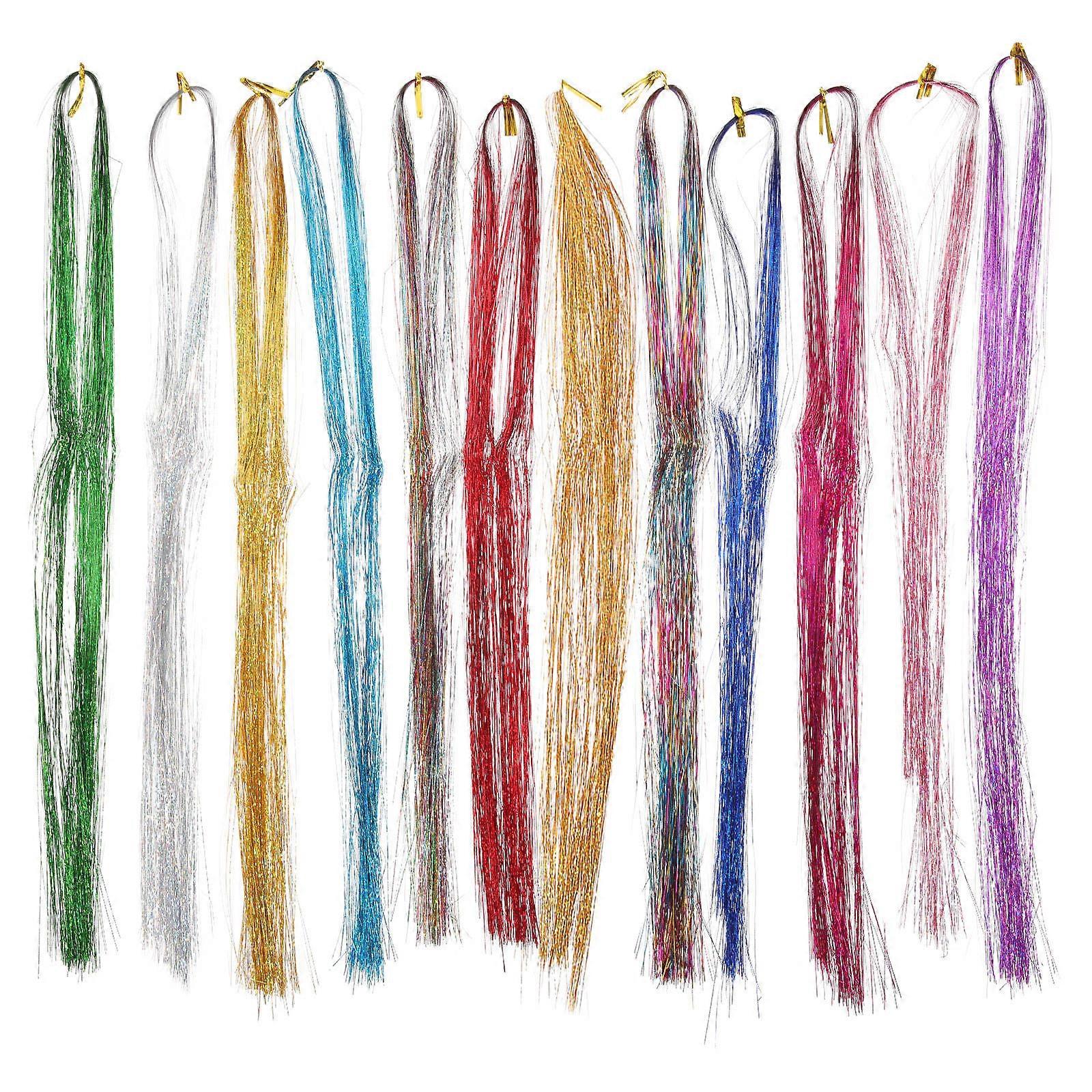 Glitter Tinsel Hair Extensions for Women Assorted Color Plastic Hair Accessories Perfect for Parties Weddings 1 Set