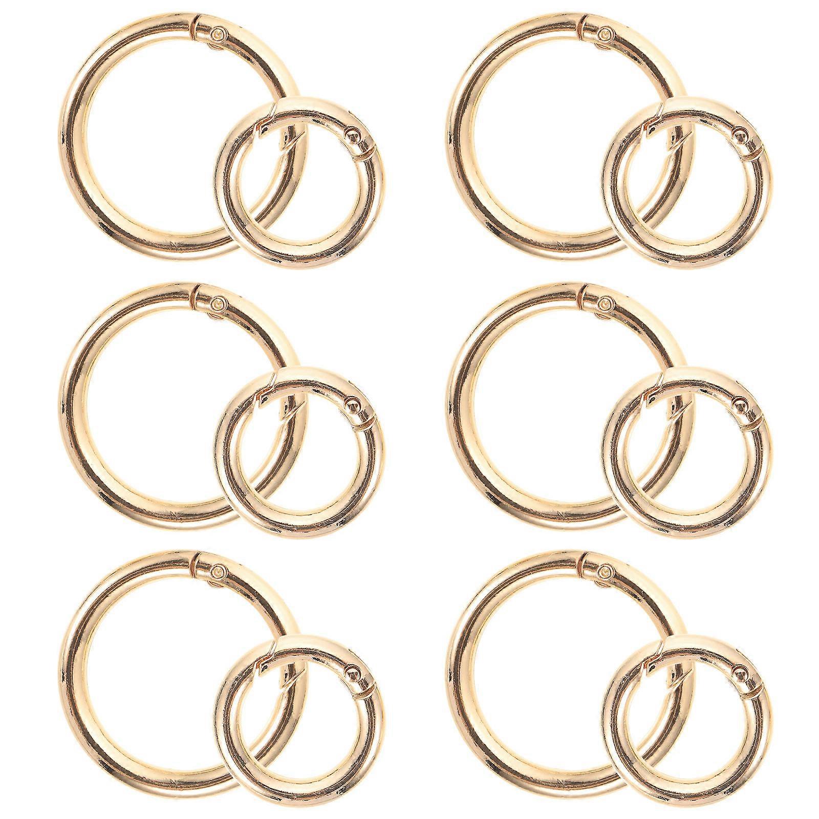 Golden Round Key Rings 12Pcs Designed For Keychains Bags And Harnesses Featuring Quick Open And Close Mechanism