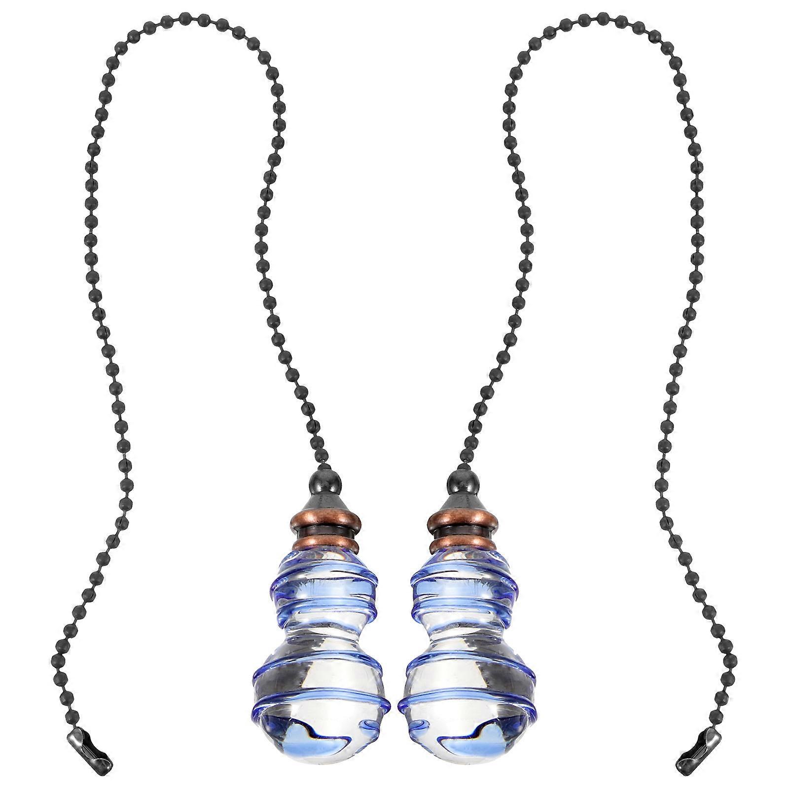 Blue White Crystal Ceiling Fan Pull Chain for Home Decor with Delicate Design 2pcs