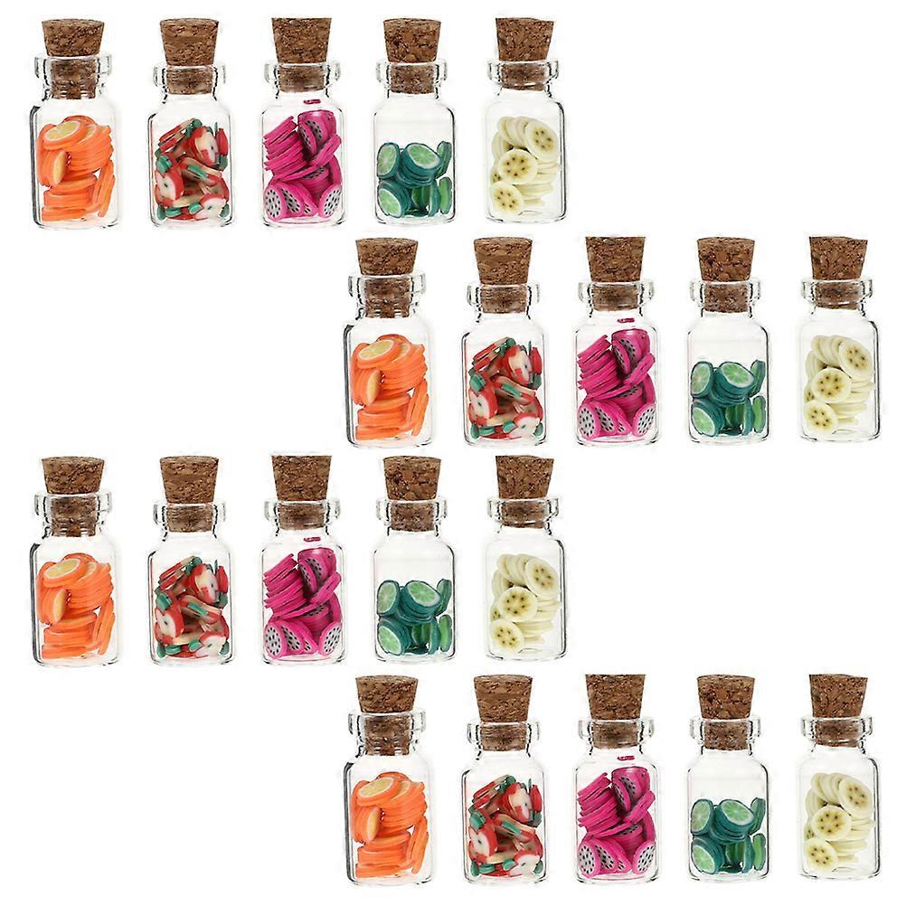 20Pcs Micro Fruit Jar Model Miniature Fruit Bottle Dolly House Ornaments Food Playing Kit