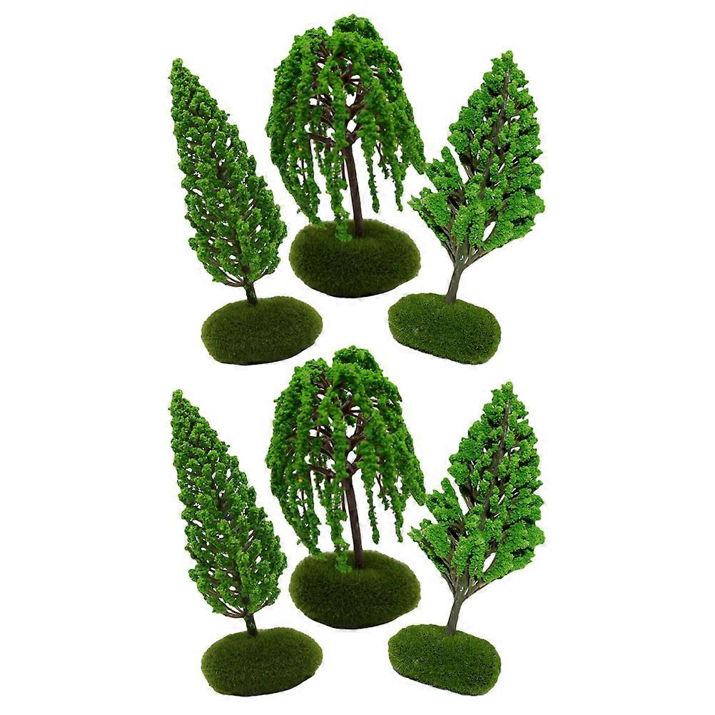 6pcs Miniature Model Trees for Railroad Scenery, Realistic Fake Trees for Micro Landscape, DIY Crafts for Model Train Diorama