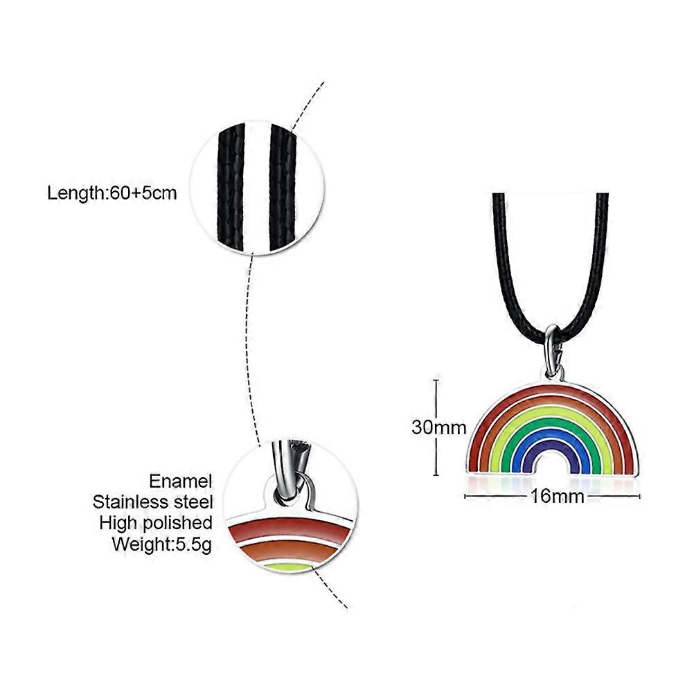 Stainless Steel Colorful Necklace with Rainbow Pendant Practical Keychain for Hanging Keys 1 Set