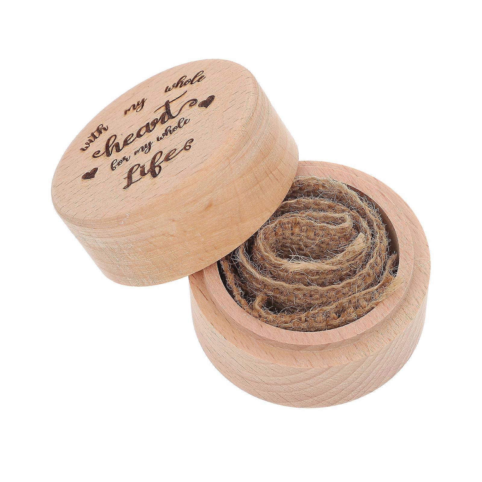 Wedding Ring Box Engagement Ring Holder For Couples Light Brown Square Rustic Design 1Pcs