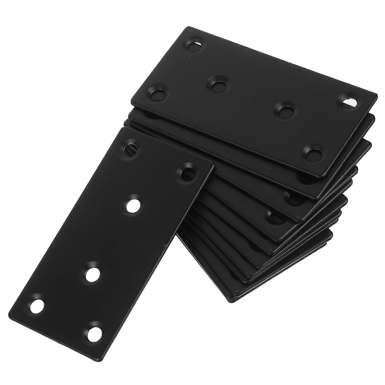 Flat Plate Bracket 12Pcs Crafted From Wear Resistant Steel For DIY Enthusiasts Installation Black Furniture Connector Providing Stability