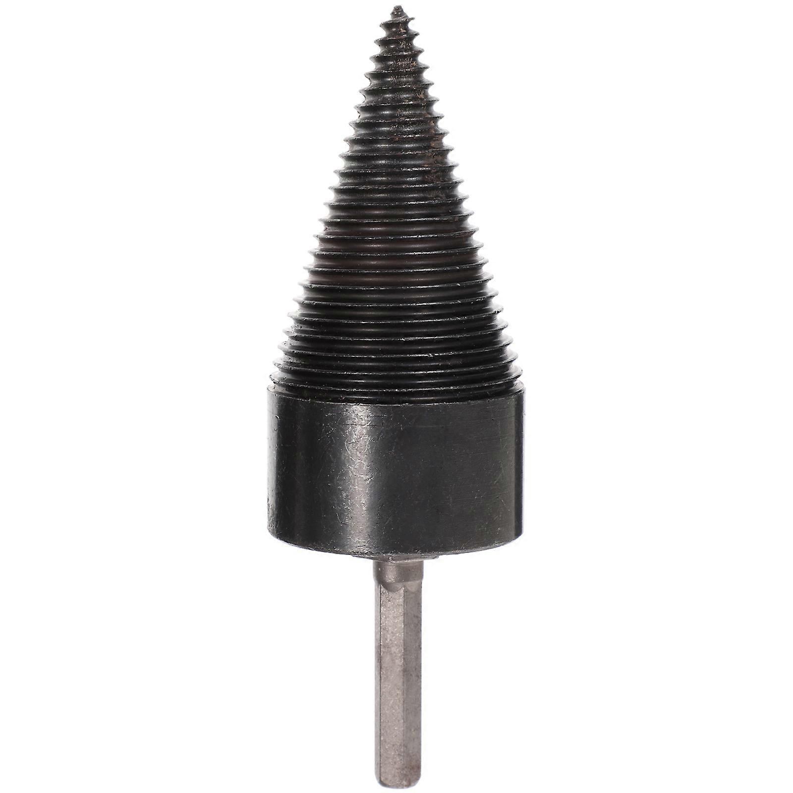 Log Splitting Drill Bit Firewood Kindling Tool Compatible With Electric Drill For Home Use In Black Steel Material 1Pack