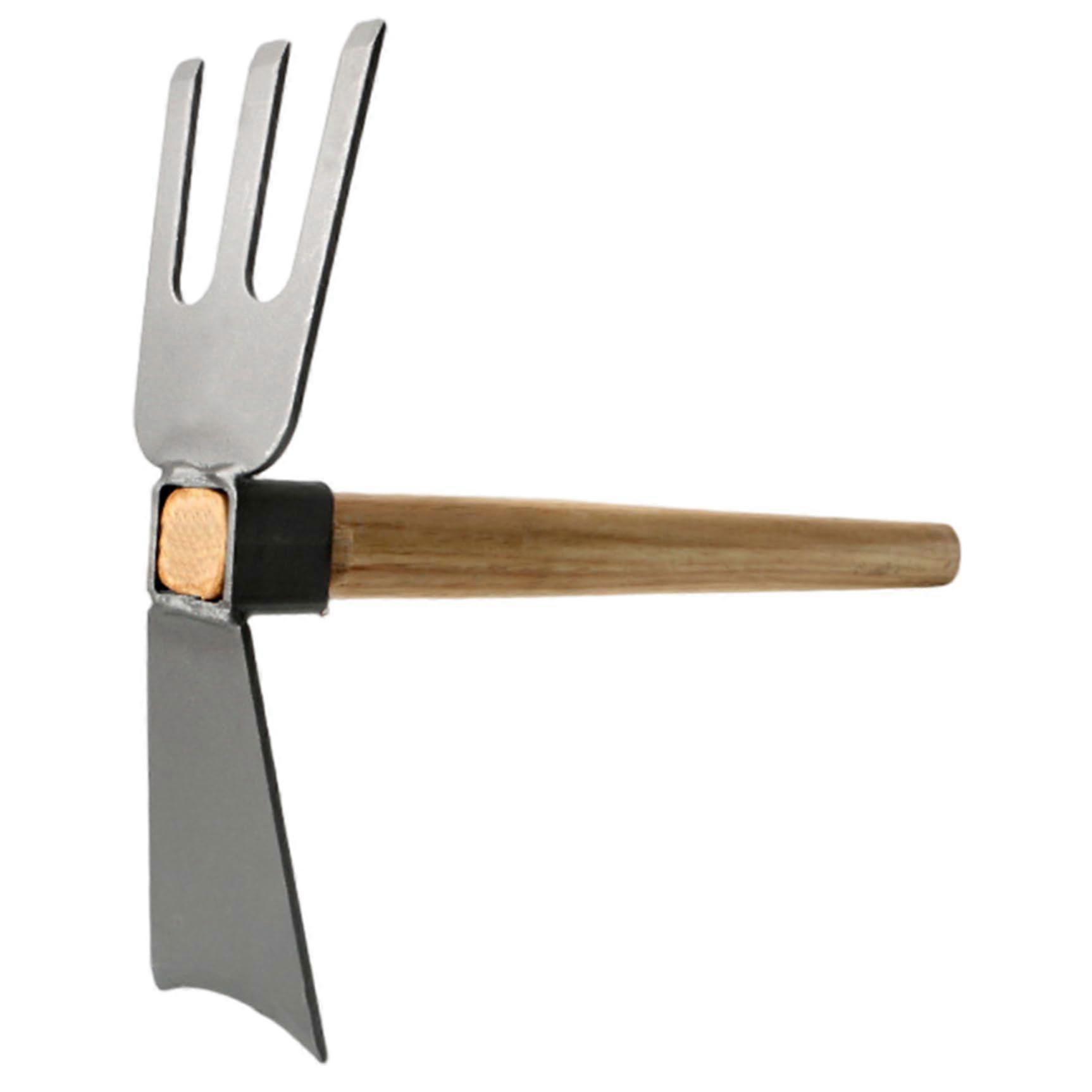 Hoe Garden Hoe 2 in 1 Digging Fork with Wooden Handle, Blade Head and 3Time Fork for Weeding, Digging and Loosening the Soil, Garden
