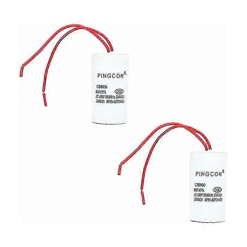 2pcs CBB60 AC 450V Cylinder Motor Run Capacitor Driver 2 WireCBB6010UF