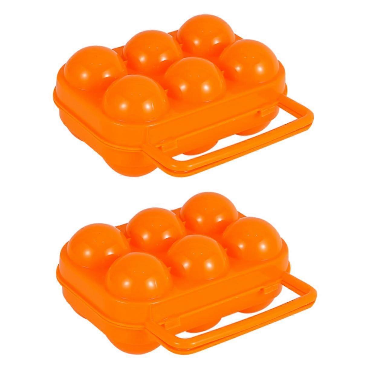 2 pieces Portable Egg Boxes Sturdy and Practical Egg Storage for Picnic and Camping Orange
