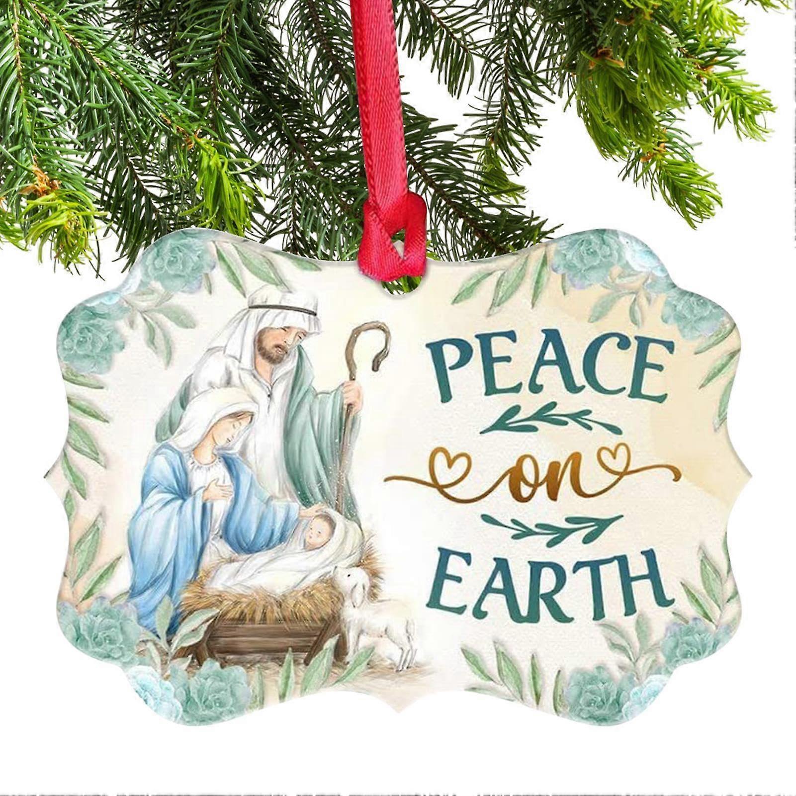 Christmas Nativity Ornament Acrylic Decoration, Multicolor Nativity Figure Tree Ornaments for Window and Wall Display