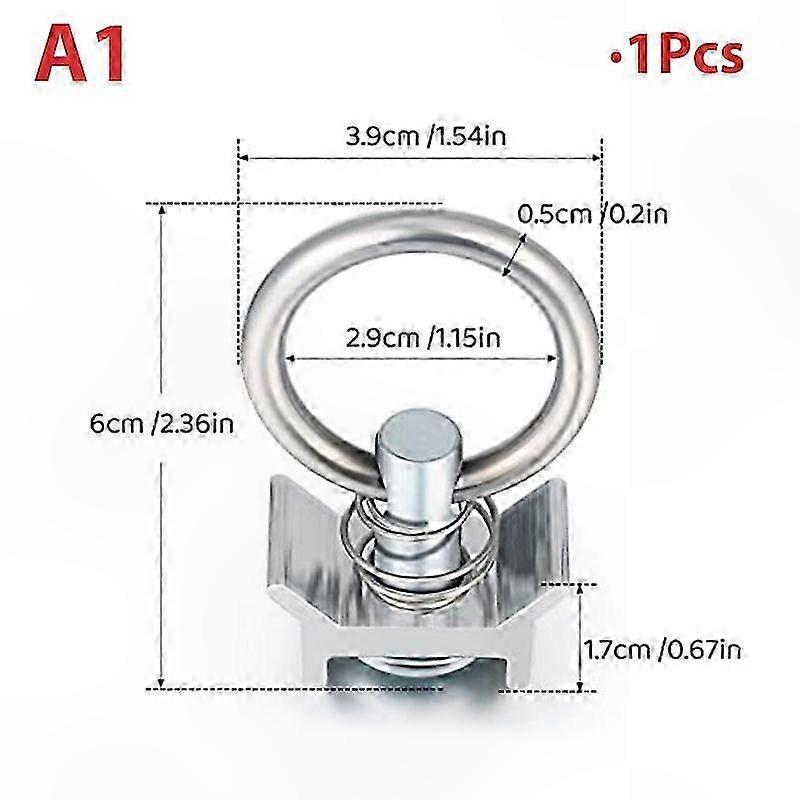 L-Track Quick Hook Spring Bolt with Round Ring for Trailer Fixing 1/6/10/16 Pieces