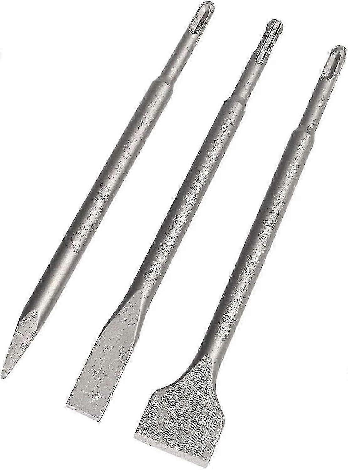 3-Piece SDS Chisel Set for Concrete & Masonry Drilling - Pointed & Tile Chisel for Impact Hammers (22-25cm)