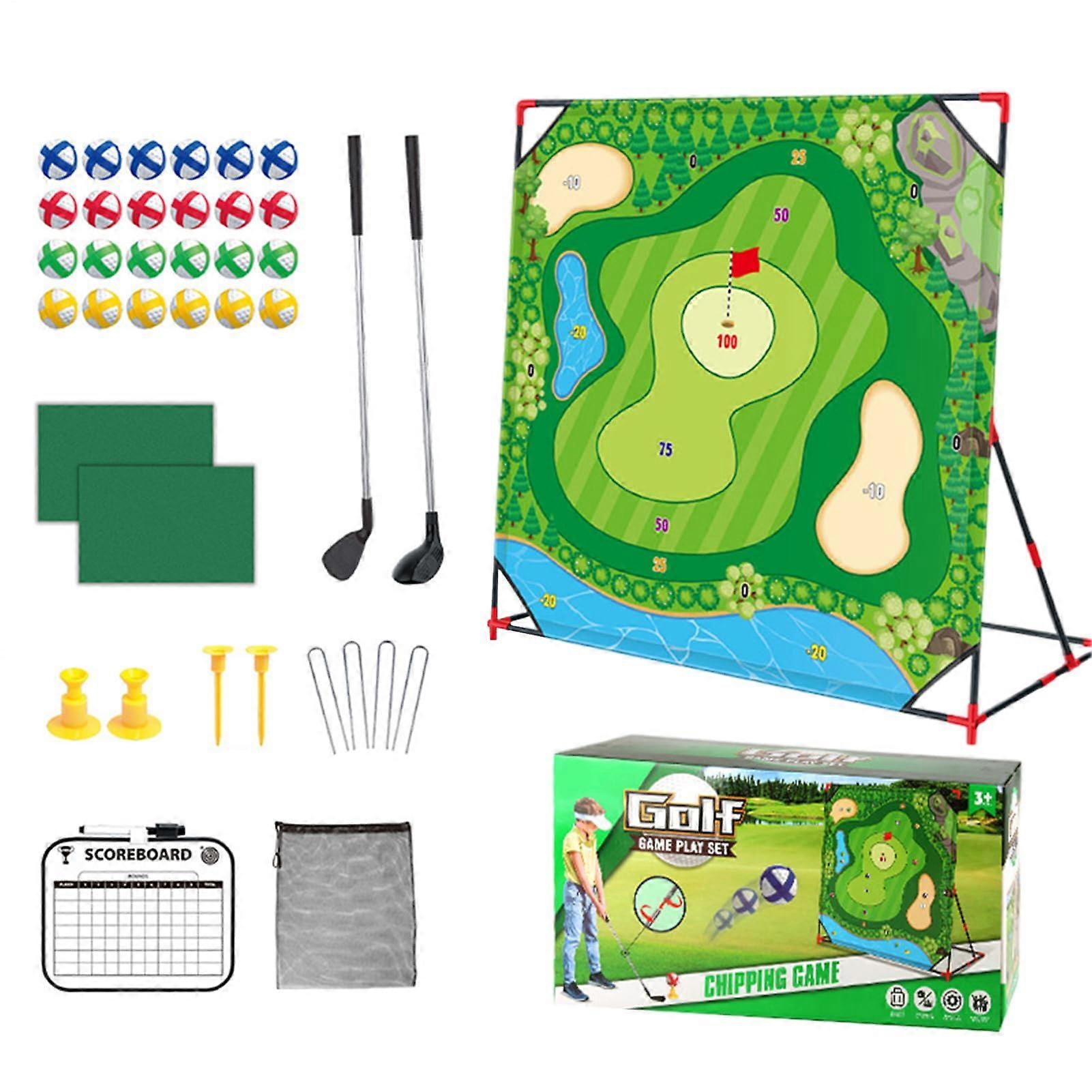 Golf Chipping Game with Target Net and Hitting Mat for Kids and Adults Backyard Swing Practice 36.5x138x92cm
