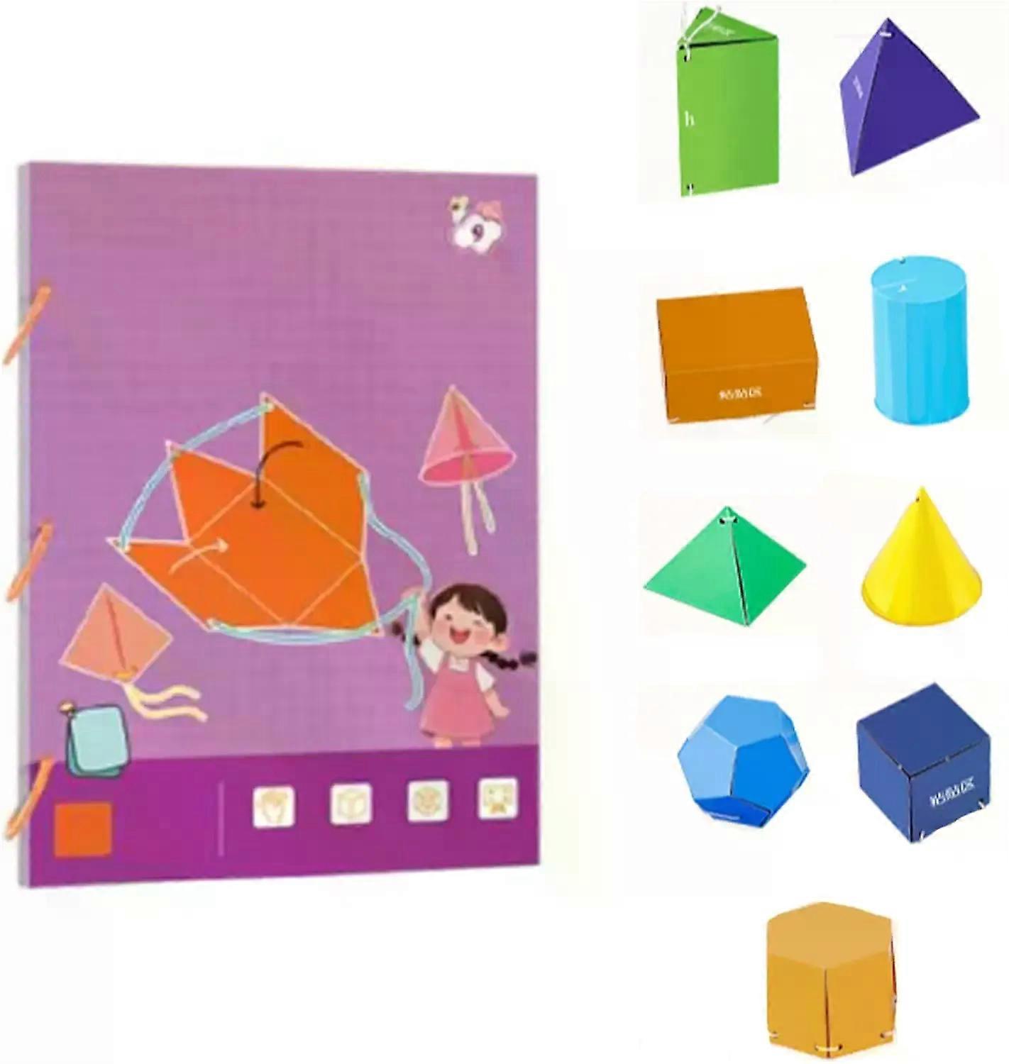 Pull String 3D Geometry Learning Book Interactive Pull-String Geometry Learning Kit with Pop-Up Models Volume & Area Exploration