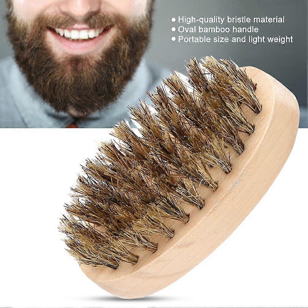 Men Soft Bristle Beard Brush with Bamboo Handle 7.5x3 cm Light