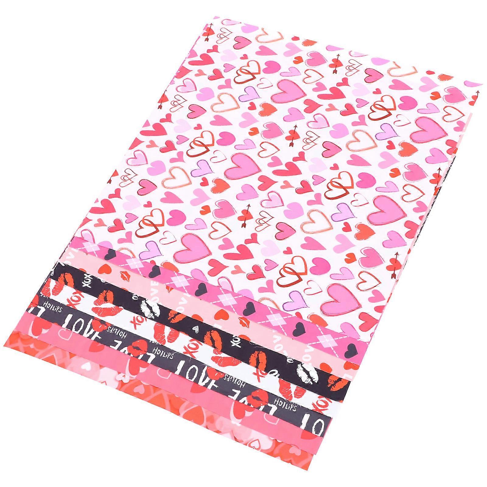 Patchwork Sheet Heart Printing Cotton Fabric Sheets Valentine's Day Diy Projects Assorted Color for Sewing Crafts 8sheets