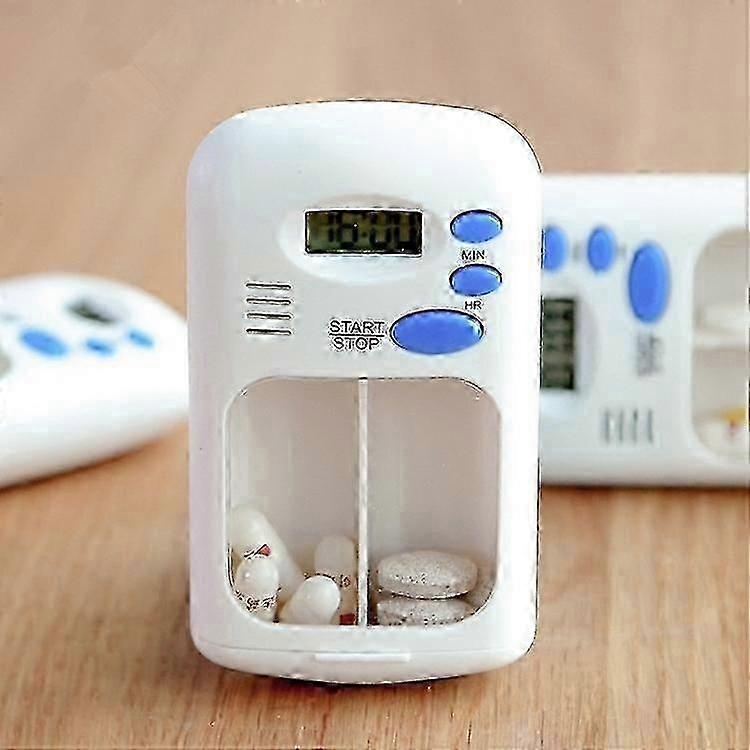 Smart Portable Multi-Alarm Timer Pill Reminder Medicine Box in White with Programmable Settings