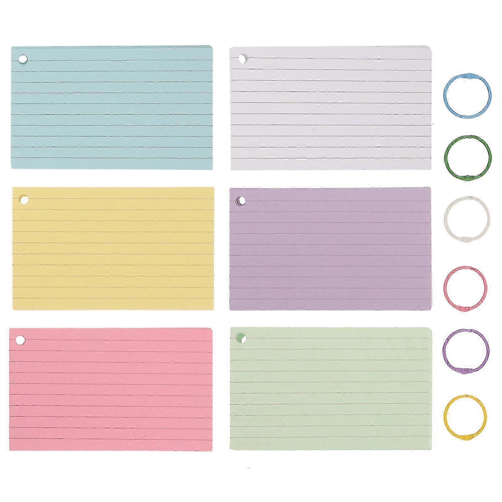 1 Set Index Cards with Rings Study Flash Cards Single Hole Punched Flashcards Studying Note Card