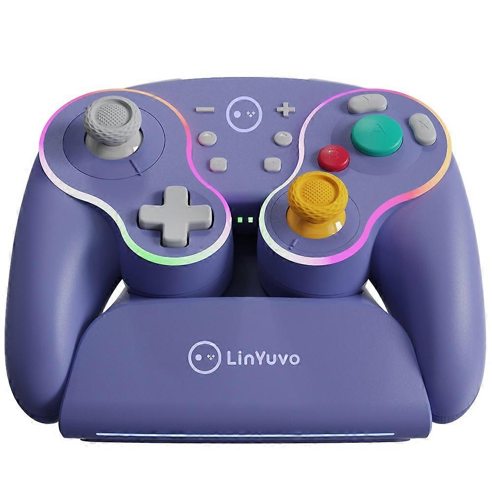 TKdaddy LINYUVO For Nintendo Switch / Tablet / Android / PC Wireless Gaming Controller with Charging Dock Mechanical Buttons Purple