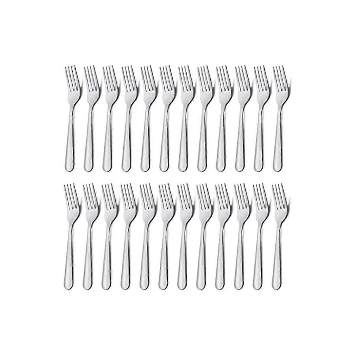 Ensemble de 24 fourchettes de table en acier inoxydable argenté de 18 cm, fourchettes, couverts, fourchettes