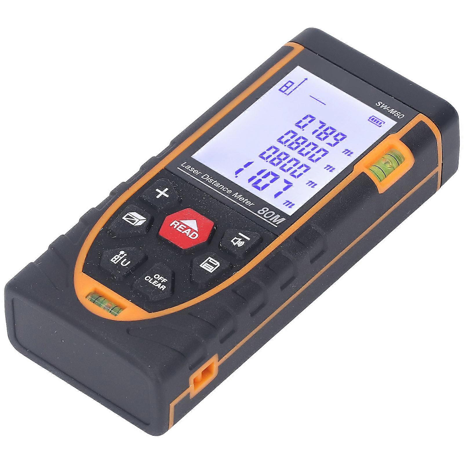 High Accuracy Laser Distance Meter 80m 262.5ft HD LCD ABS Shell