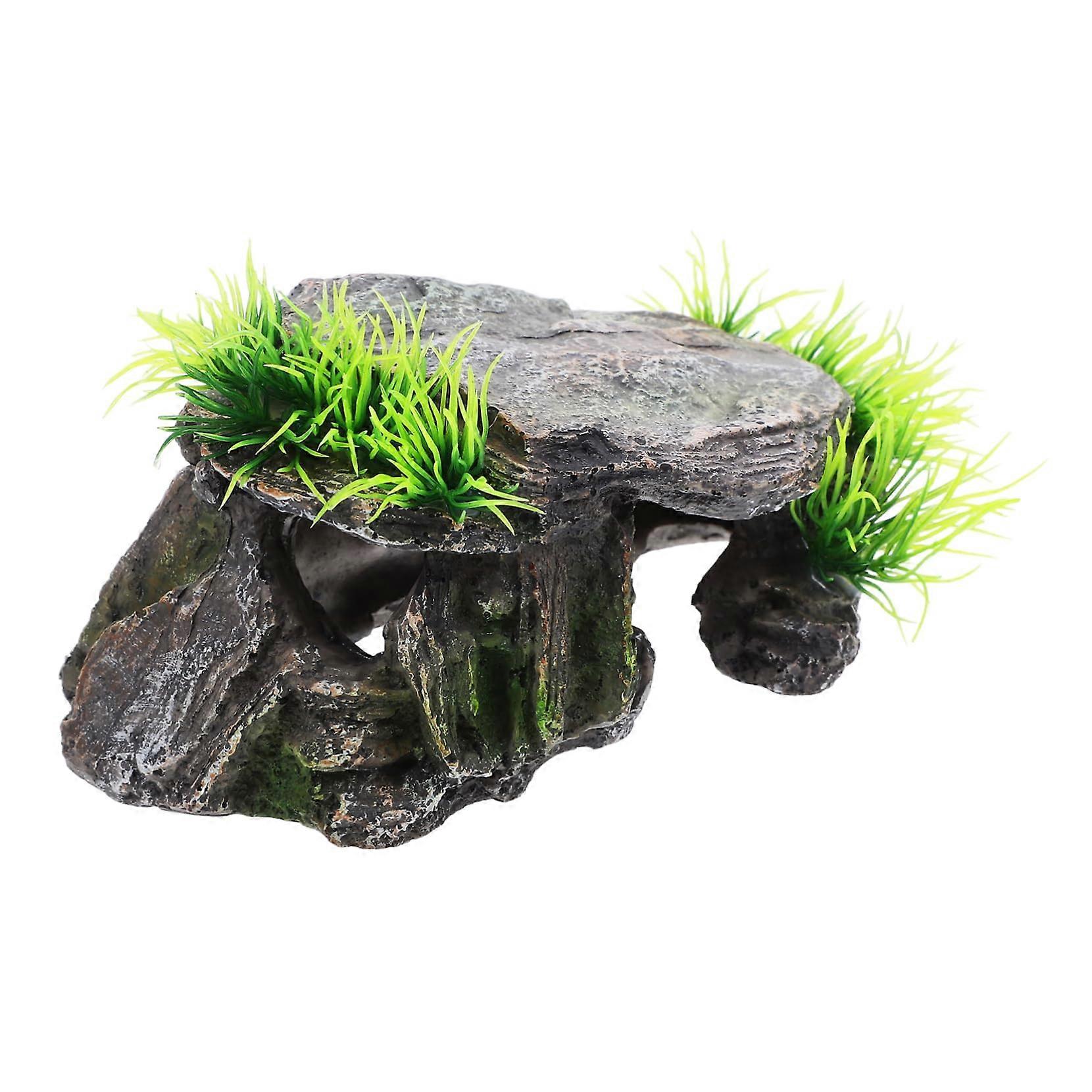 Reptile Cave Basking Platform Interactive Hideout for Bearded Dragons and Tortoises Durable Turtle Landscaping Accessory