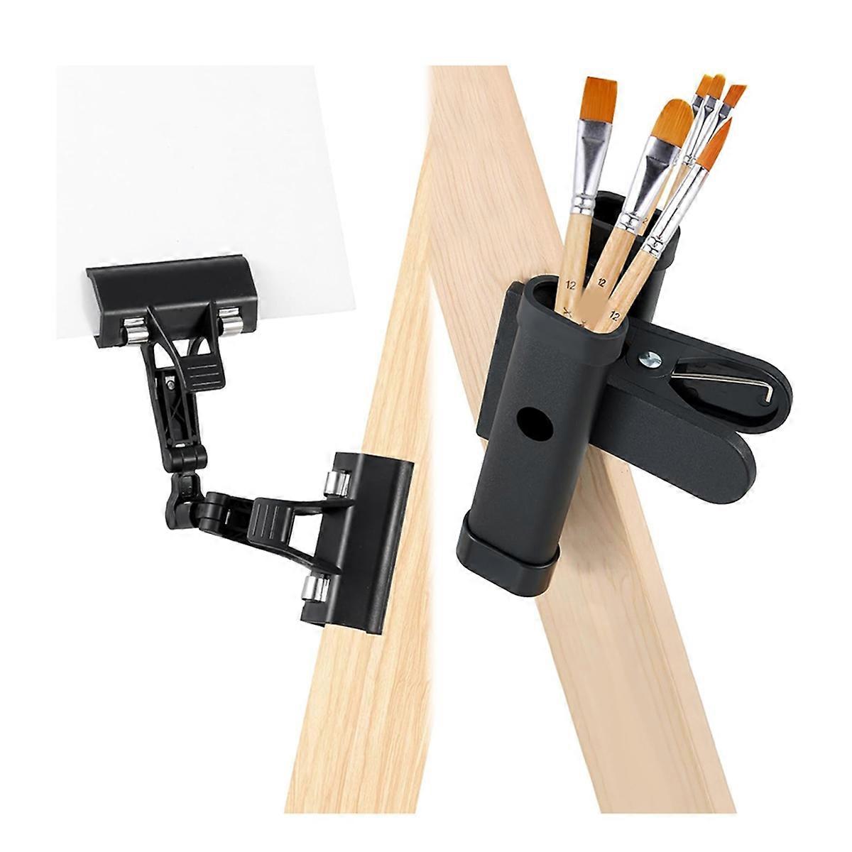 Easel Brush Clip with Twistable Copy Holder Clip,Paintbrush Holder Adjustable Foldable Paper-Copy Cl