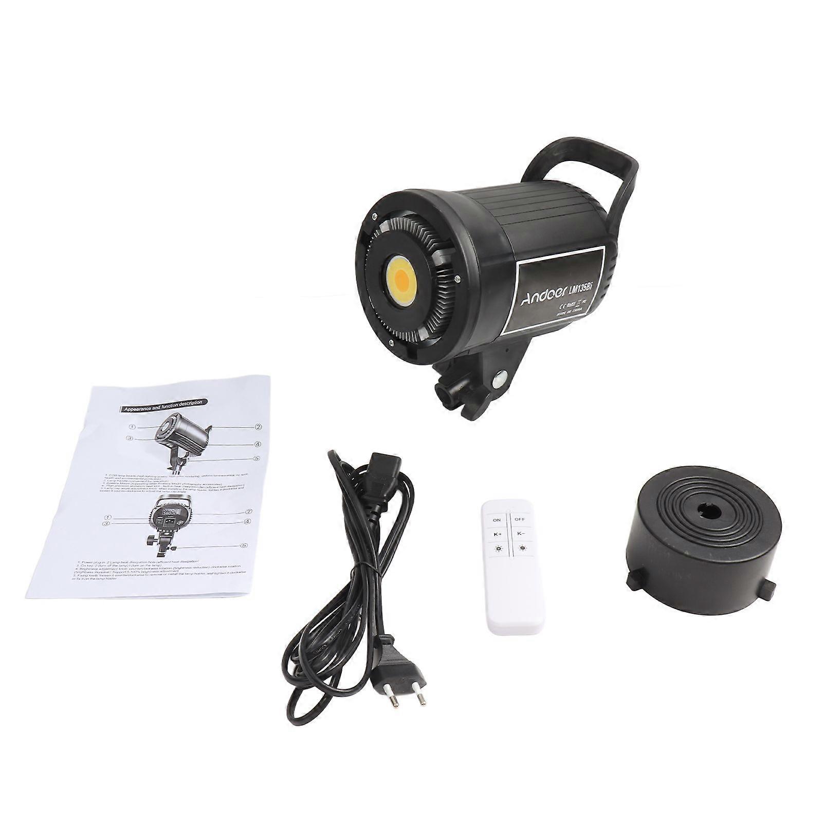 Portable LED Photography Fill Light 135W Studio Video Light 2800K to 5600K Dimmable for Bowens Mount Video Light with Remote Control for Wedding Photo