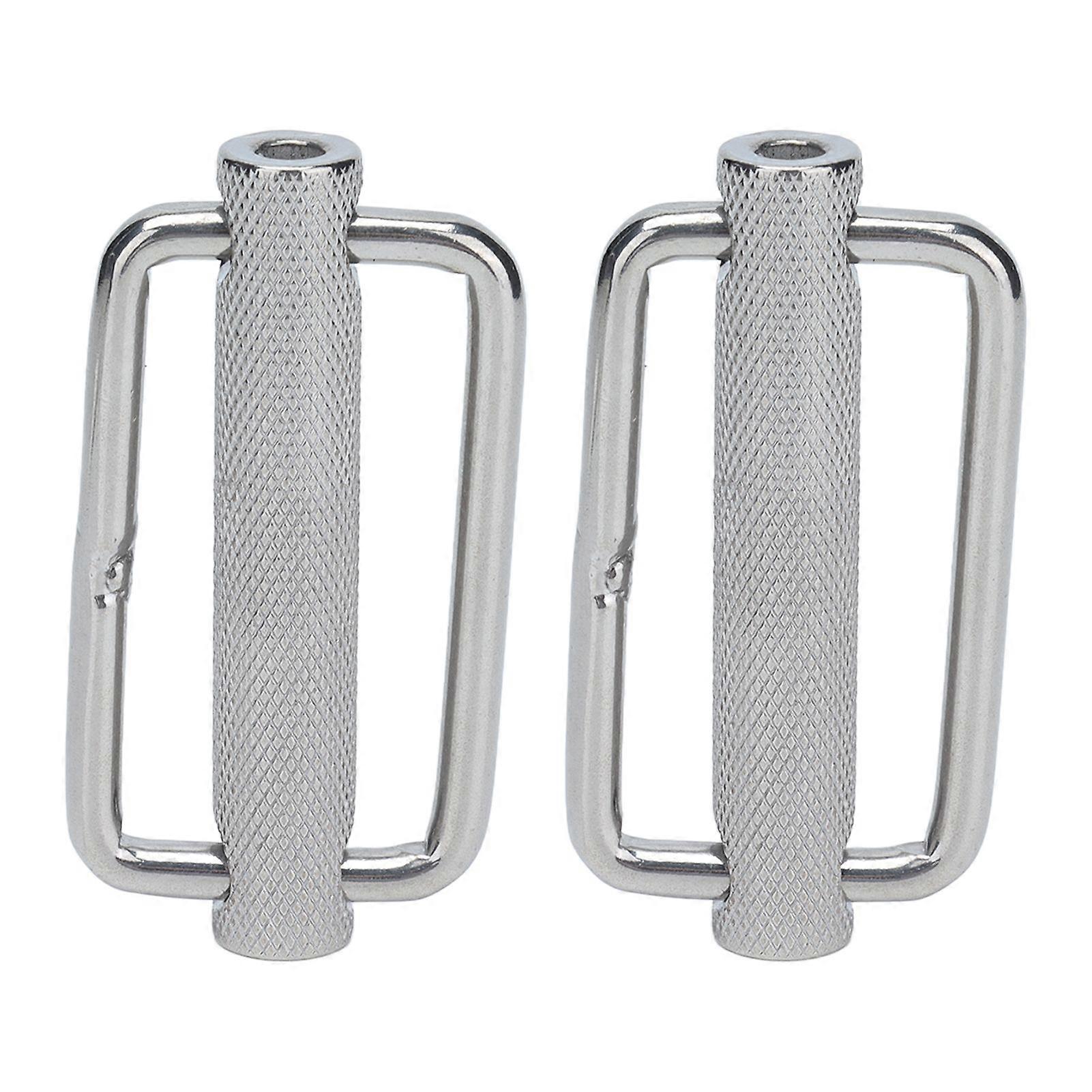 2 Pack 316 Stainless Steel Rectangular Adjustable Knurled Slide Buckles 50mm