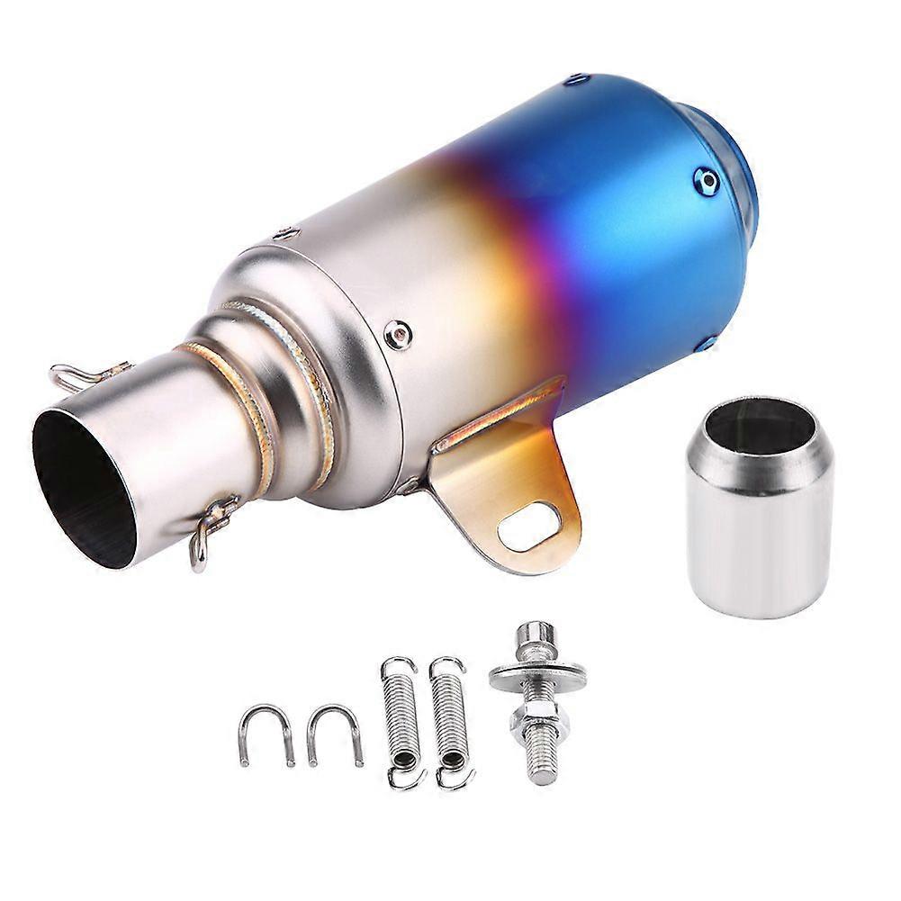 Universal Motorcycle Muffler Exhaust Tailpipe Tail Pipe Tip Stainless Steel Half Blue