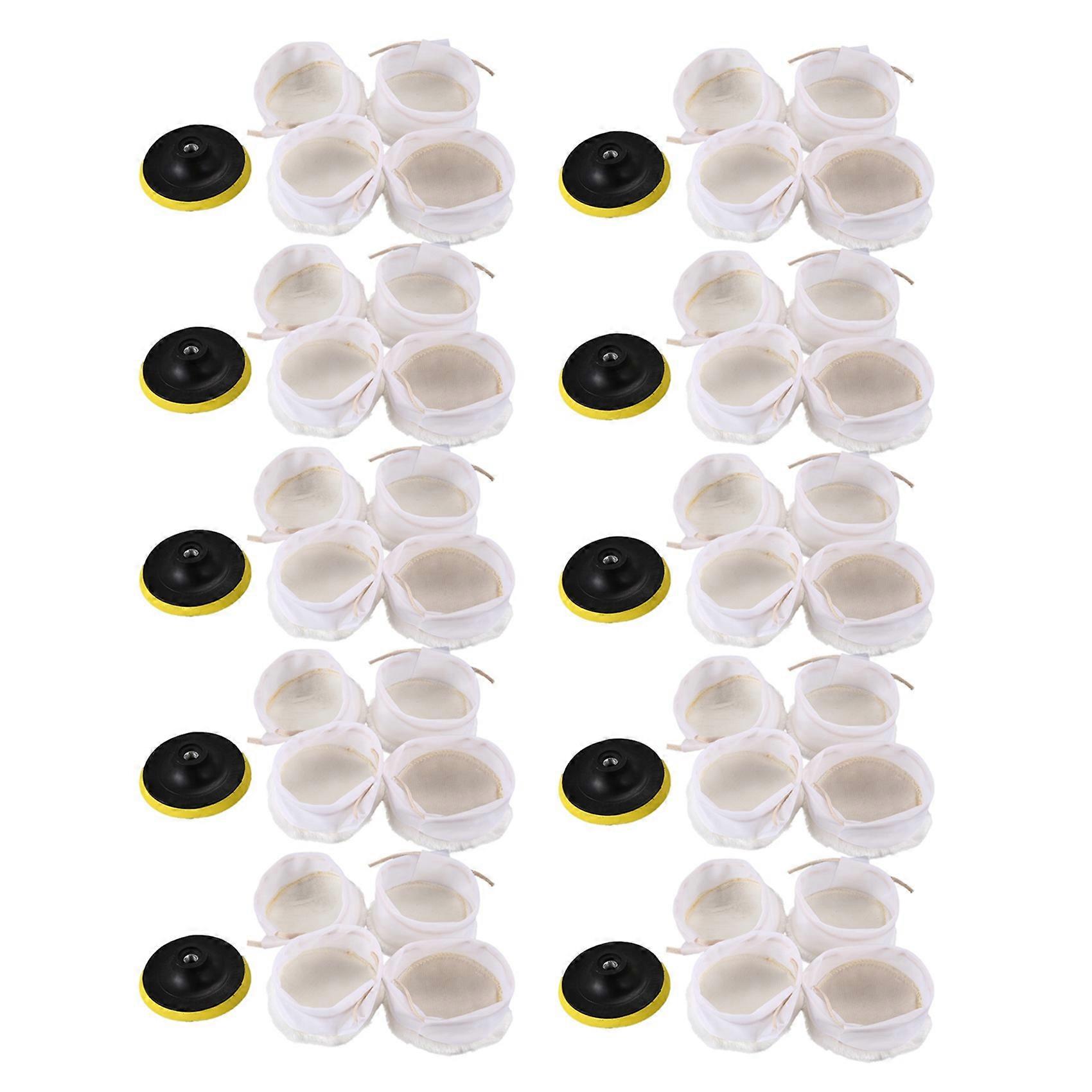 5Pcs Polisher/Buffer kit Soft Wool Bonnet Pad White