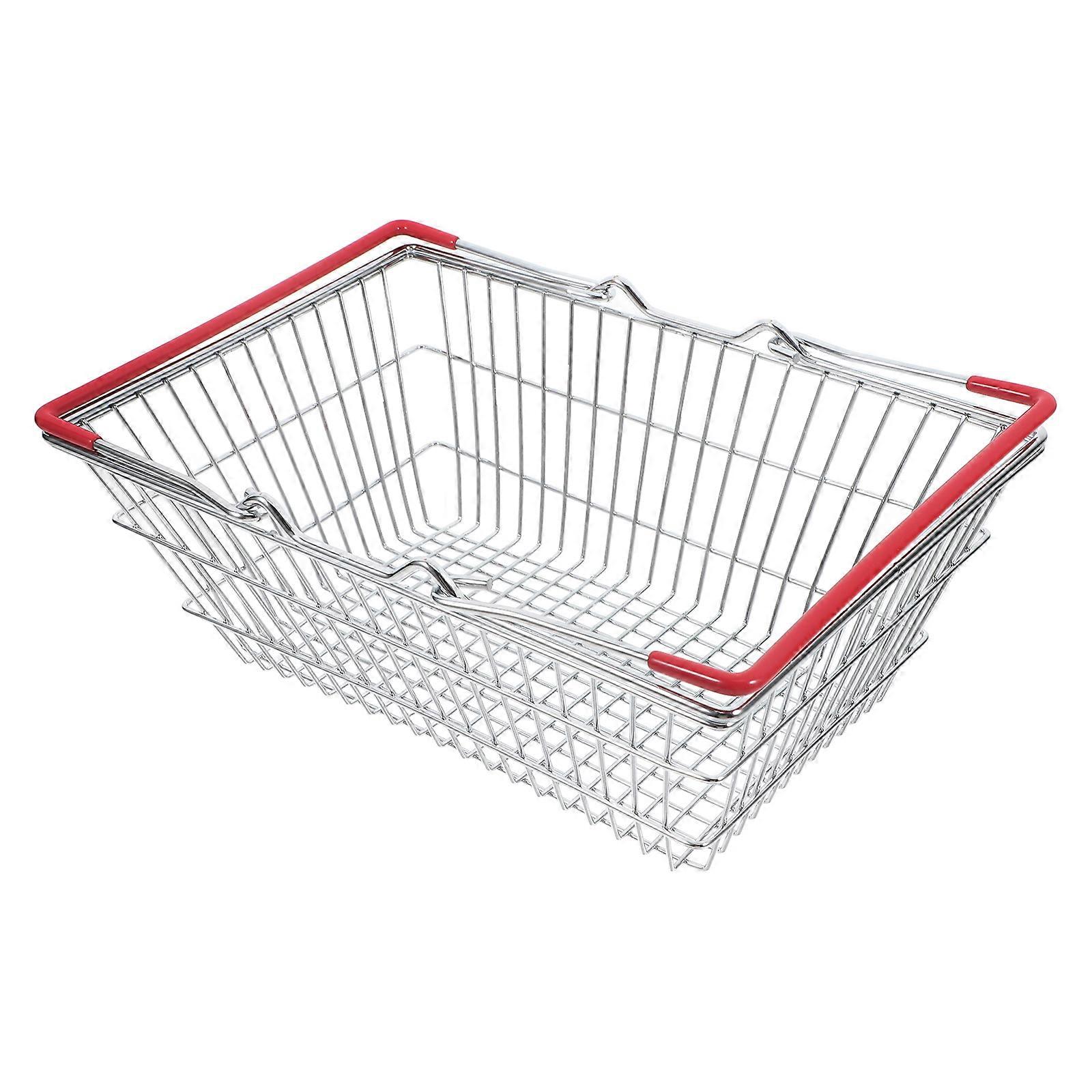 Mini Shopping Basket Small Iron Basket for Kids Storage Durable Red