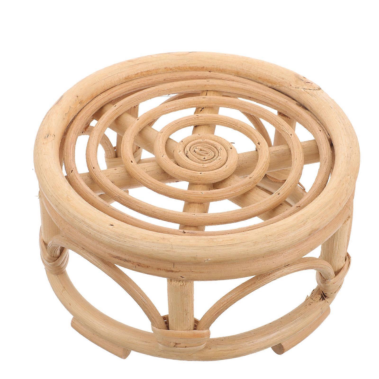 Woven Rattan Planter Stand Indoor Plant Pot Stand for Home Use 2Pcs