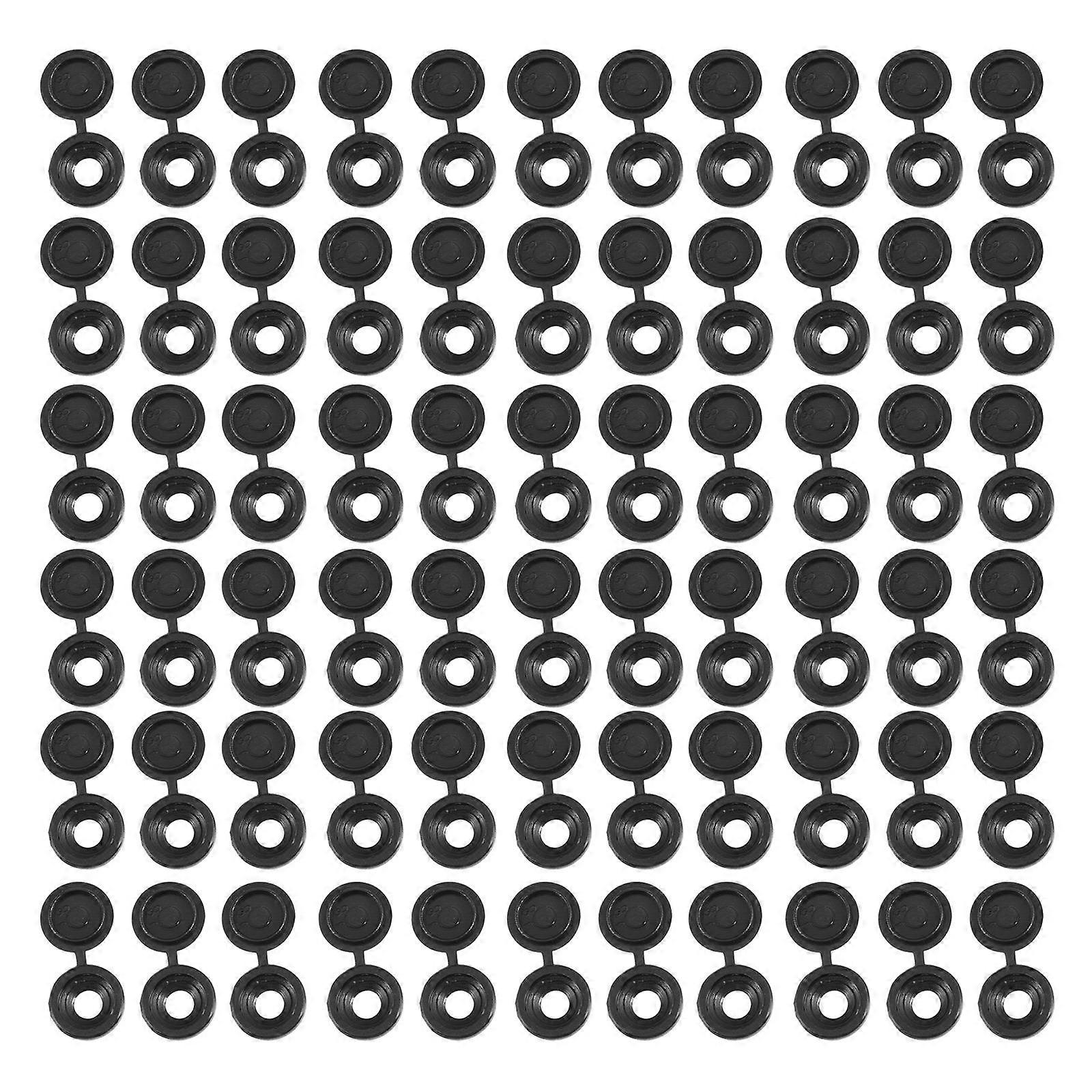 Universal Design Black Hinged Plastic Screw Cover Caps 200Pcs For Home Improvement Office Use DIY Projects Protecting Screws From Rusting