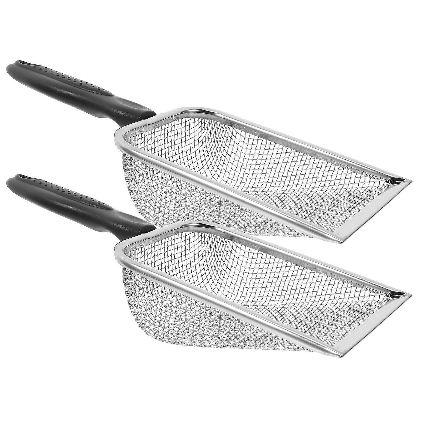 Beach Mesh Sand Filter Tool for Beach 2Pcs Durable Silver Set