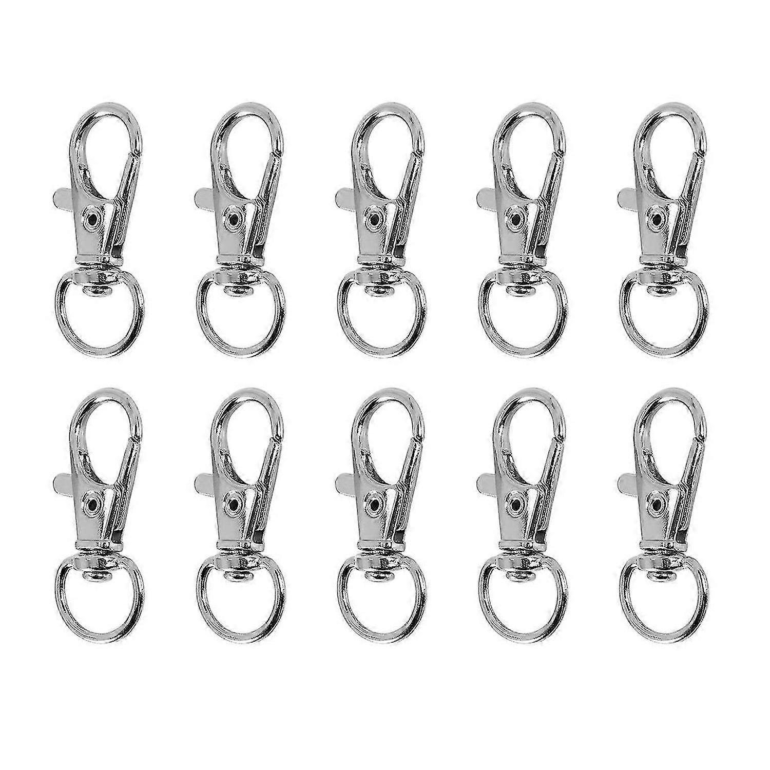 10pcs Metal Clasp Swivel Trigger Clips Snap Hooks Key Ring Bags DIY Craft Silver