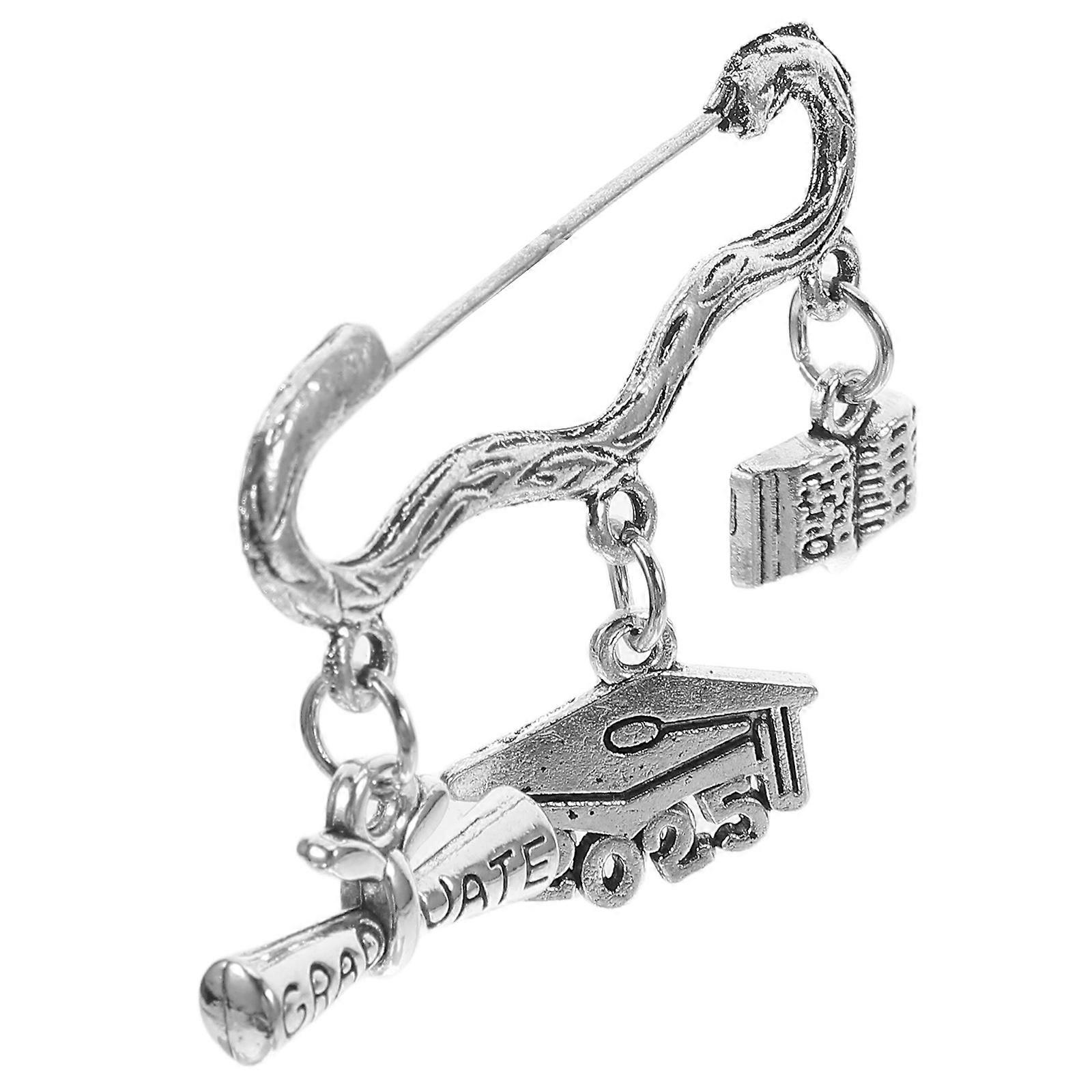 Graduation Badge Pin Silver Alloy for Party Favors