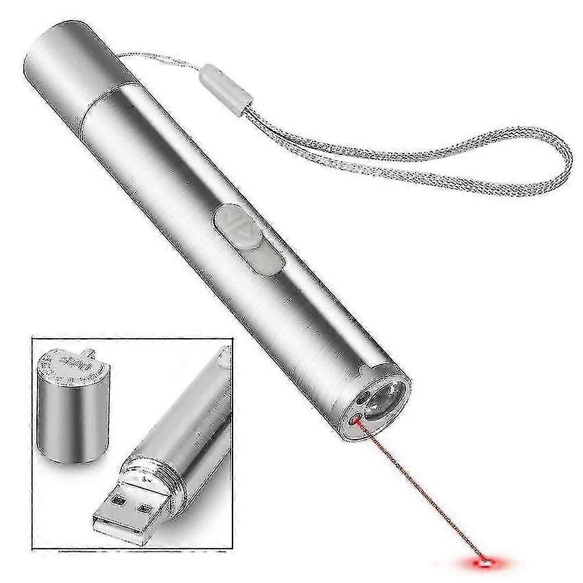 Laser Pointer Flashlight Cat Toy 3 in 1 USB Charge Torch UV Light
